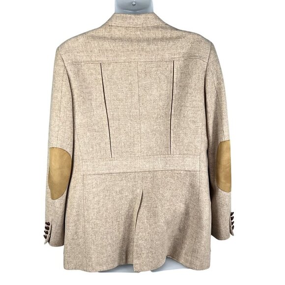 Peter England Men 46R Wool Blazer Suede Elbow Patches Button Detail Quiet Luxury - Picture 3 of 16